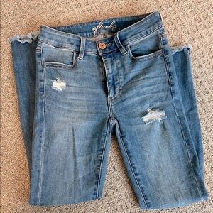 OFLUCK Light Blue Distressed Skinny Jeans